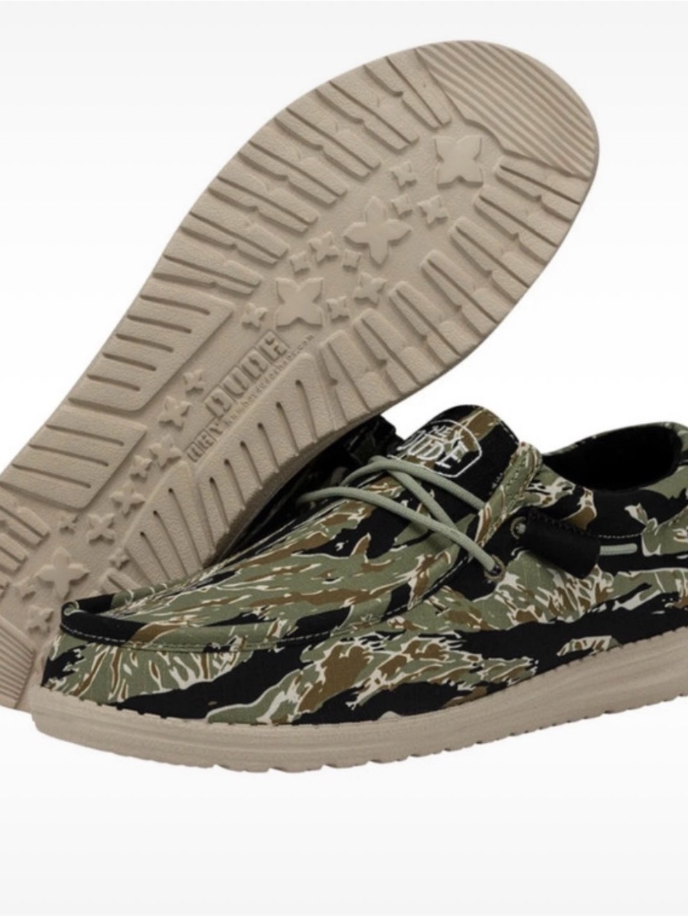 Hey Dude Green Camo Slip-On Sneakers